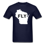 Fly Wisconsin - Word v2 - White - Unisex Classic T-Shirt - navy