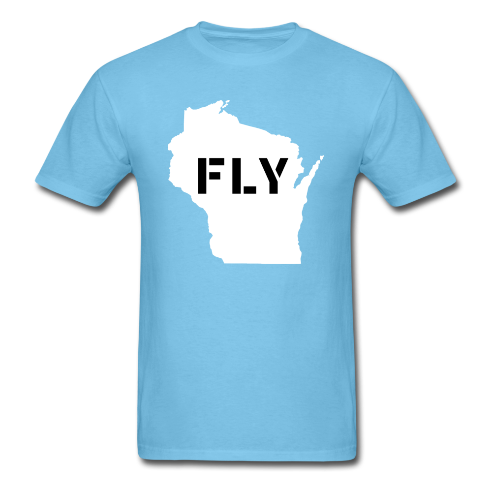 Fly Wisconsin - Word v2 - White - Unisex Classic T-Shirt - aquatic blue