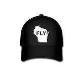 Fly Wisconsin - Word v2 - White - Baseball Cap - black