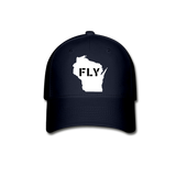 Fly Wisconsin - Word v2 - White - Baseball Cap - navy