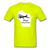 Fly Wisconsin - Aircraft - White - Unisex Classic T-Shirt - safety green