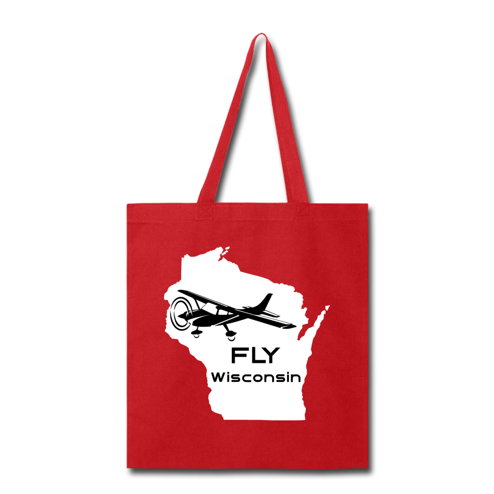 Fly Wisconsin - Aircraft - White - Tote Bag - red