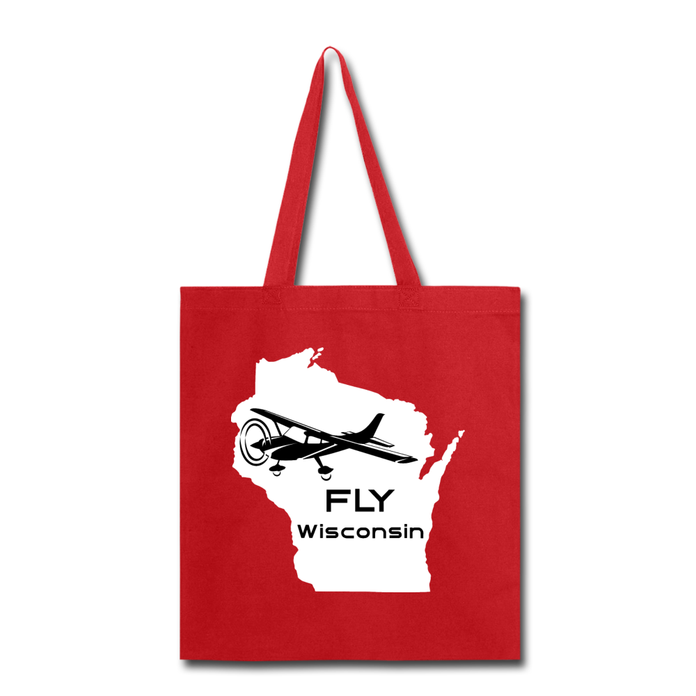 Fly Wisconsin - Aircraft - White - Tote Bag - red