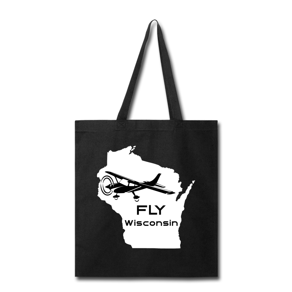 Fly Wisconsin - Aircraft - White - Tote Bag - black