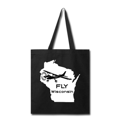 Fly Wisconsin - Aircraft - White - Tote Bag - black