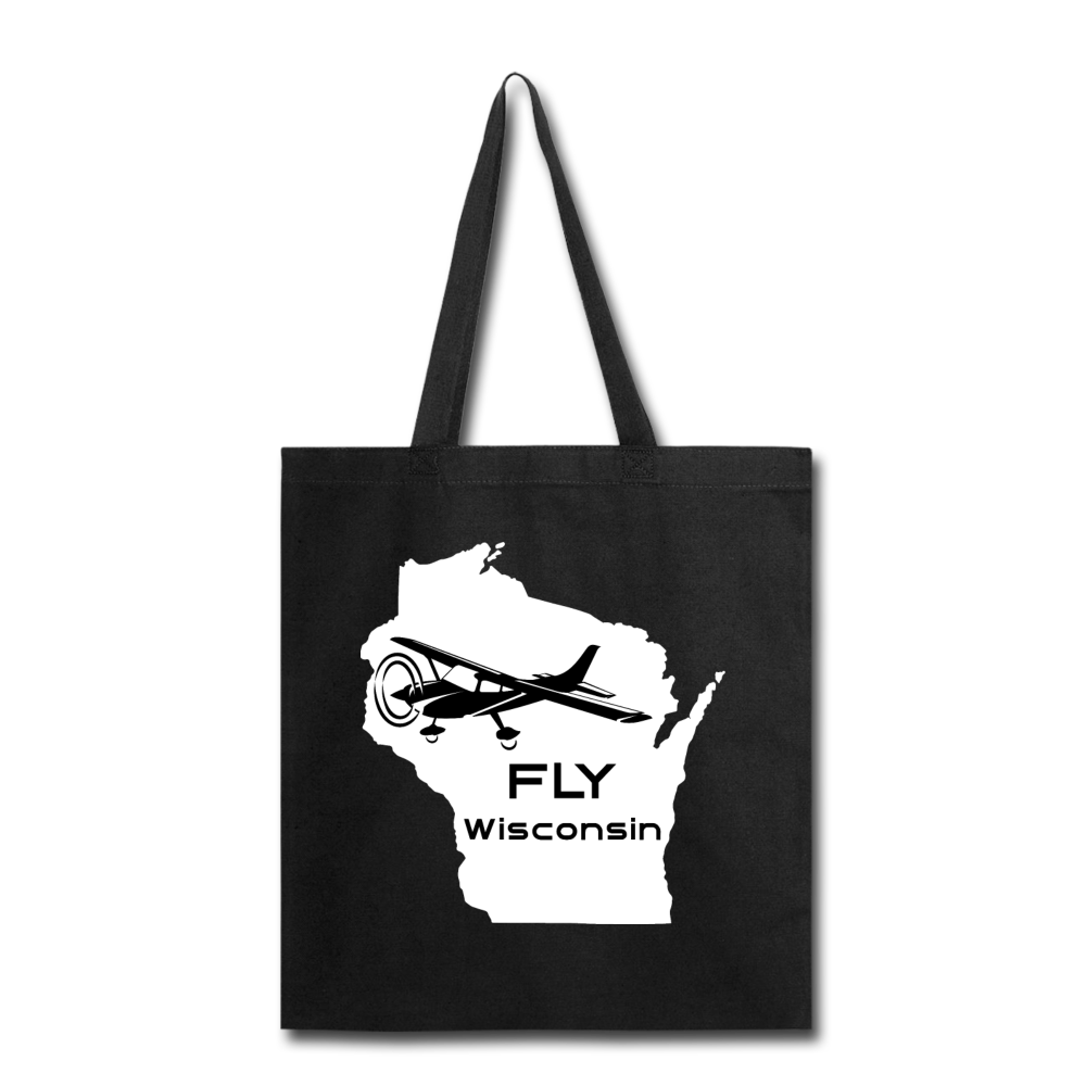 Fly Wisconsin - Aircraft - White - Tote Bag - black