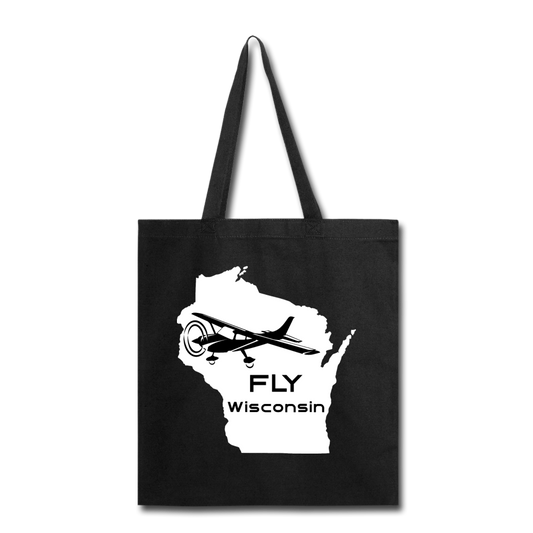 Fly Wisconsin - Aircraft - White - Tote Bag - black