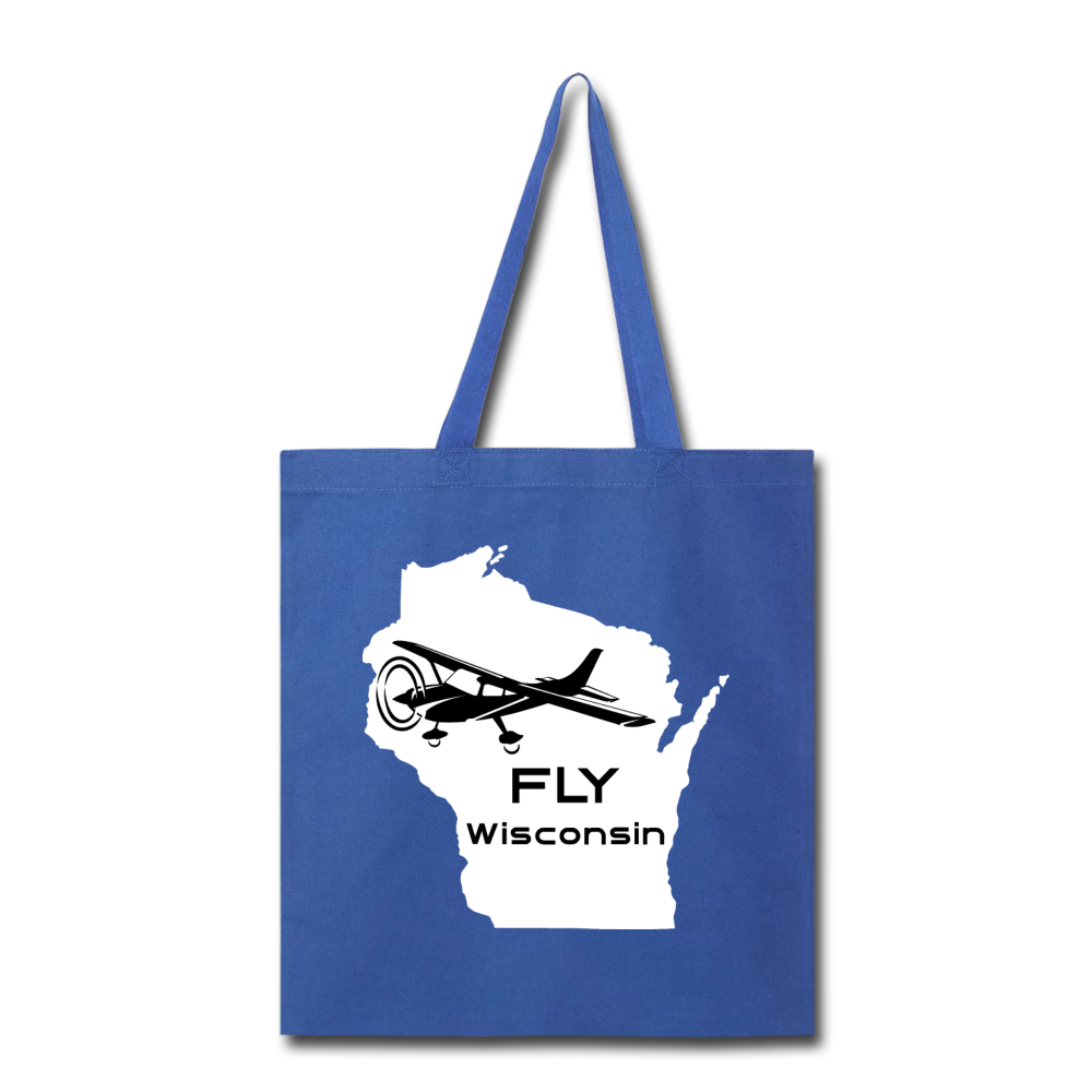 Fly Wisconsin - Aircraft - White - Tote Bag - royal blue