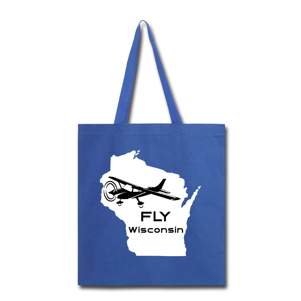 Fly Wisconsin - Aircraft - White - Tote Bag - royal blue