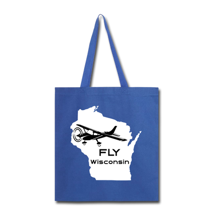 Fly Wisconsin - Aircraft - White - Tote Bag - royal blue