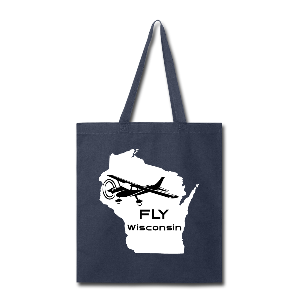 Fly Wisconsin - Aircraft - White - Tote Bag - navy