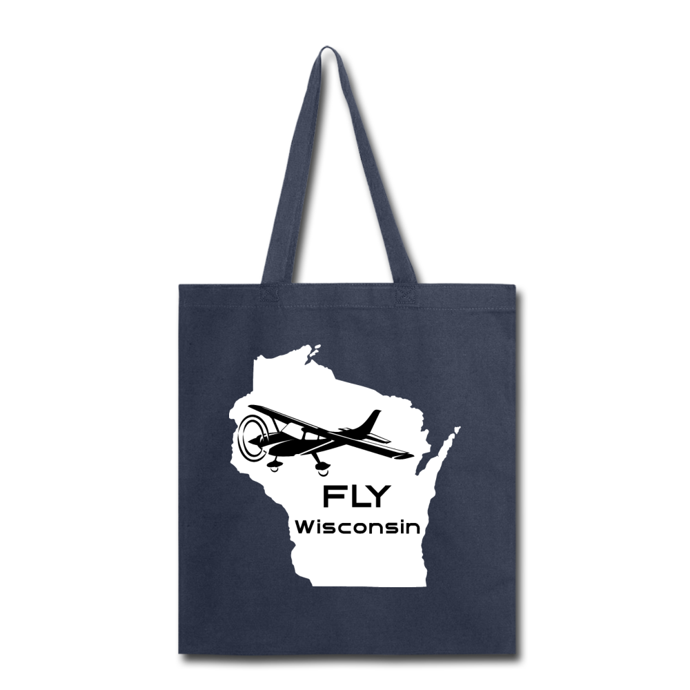 Fly Wisconsin - Aircraft - White - Tote Bag - navy