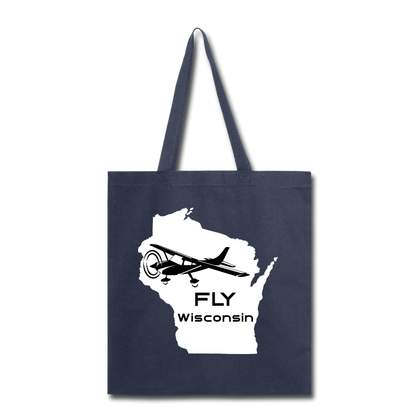 Fly Wisconsin - Aircraft - White - Tote Bag - navy