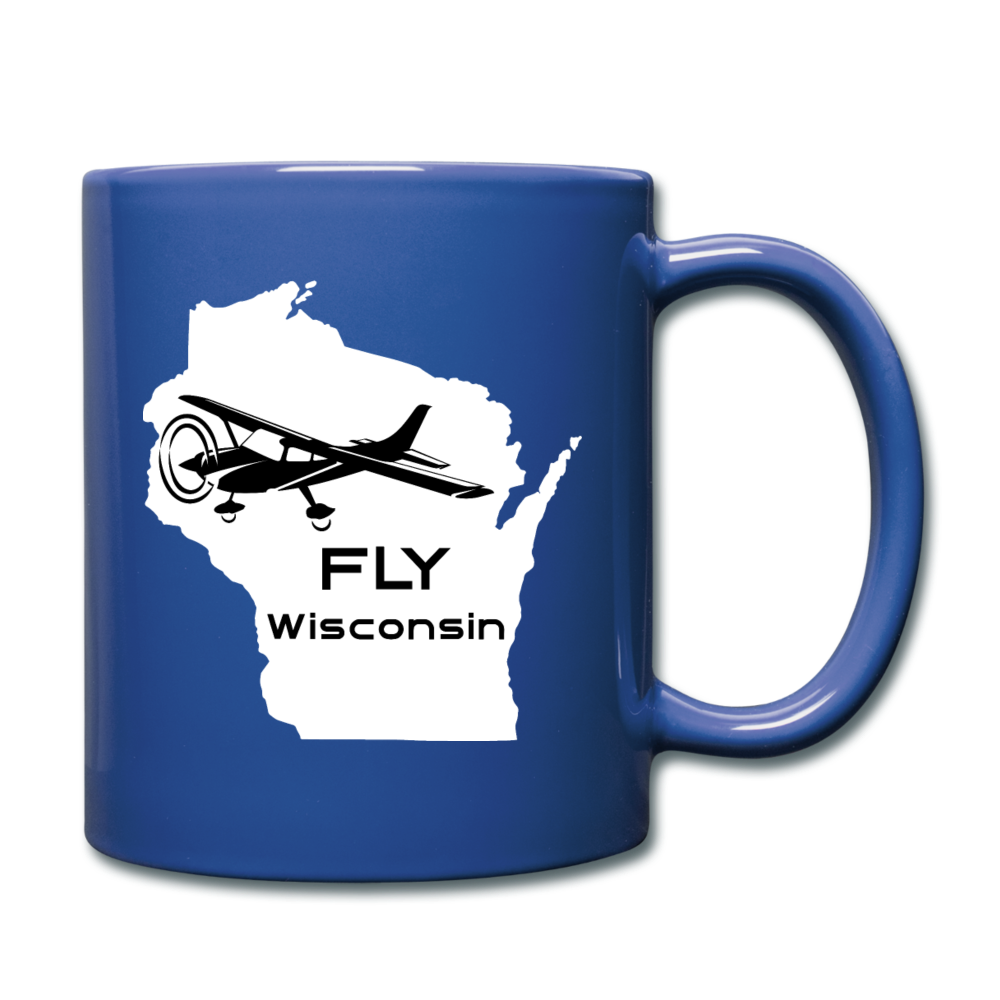 Fly Wisconsin - Aircraft - White - Full Color Mug - royal blue