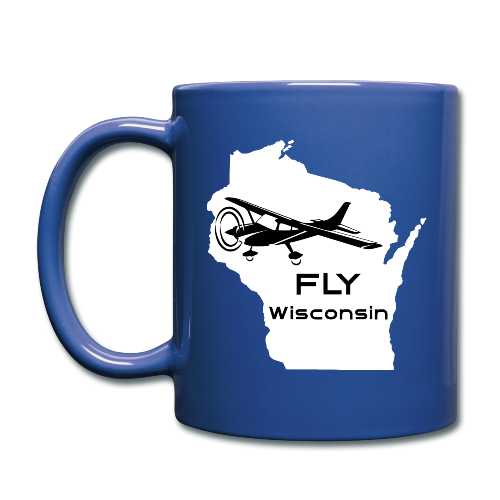 Fly Wisconsin - Aircraft - White - Full Color Mug - royal blue