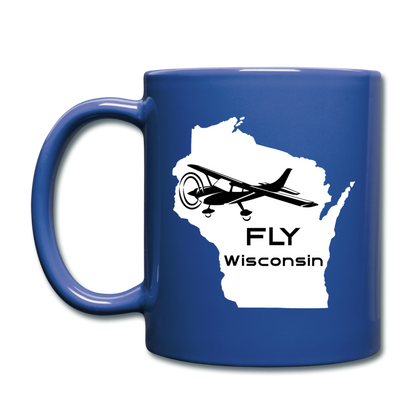 Fly Wisconsin - Aircraft - White - Full Color Mug - royal blue