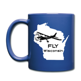 Fly Wisconsin - Aircraft - White - Full Color Mug - royal blue