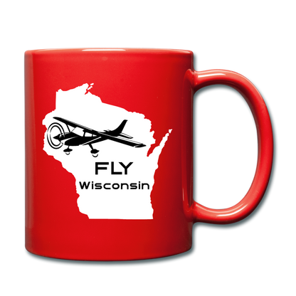 Fly Wisconsin - Aircraft - White - Full Color Mug - red