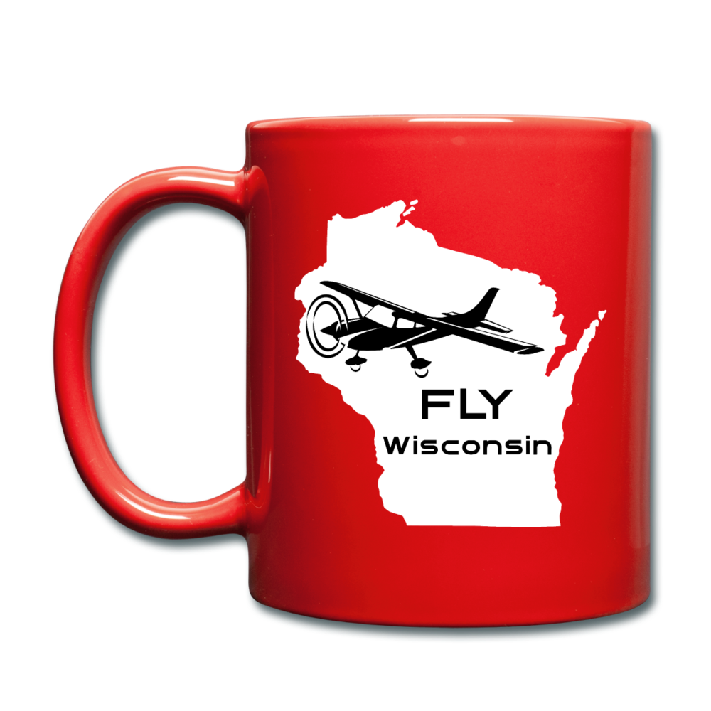 Fly Wisconsin - Aircraft - White - Full Color Mug - red