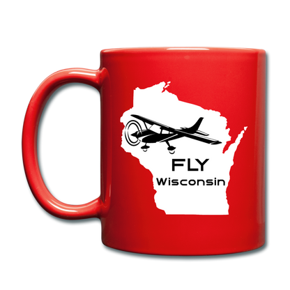 Fly Wisconsin - Aircraft - White - Full Color Mug - red