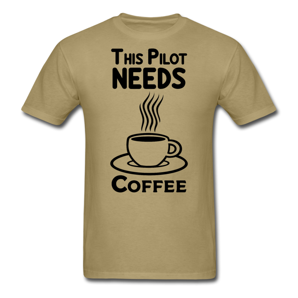 This Pilot Needs Coffee - Black - Unisex Classic T-Shirt - khaki