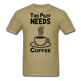 This Pilot Needs Coffee - Black - Unisex Classic T-Shirt - khaki