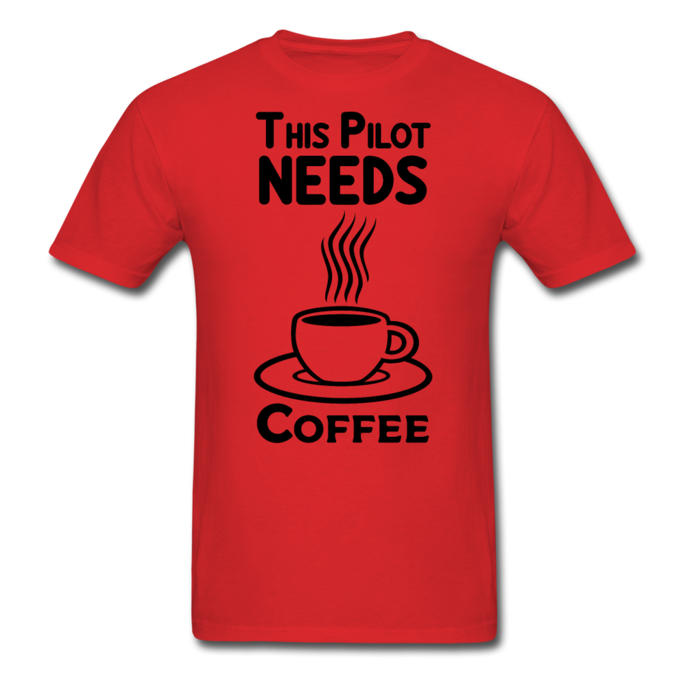 This Pilot Needs Coffee - Black - Unisex Classic T-Shirt - red