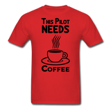 This Pilot Needs Coffee - Black - Unisex Classic T-Shirt - red