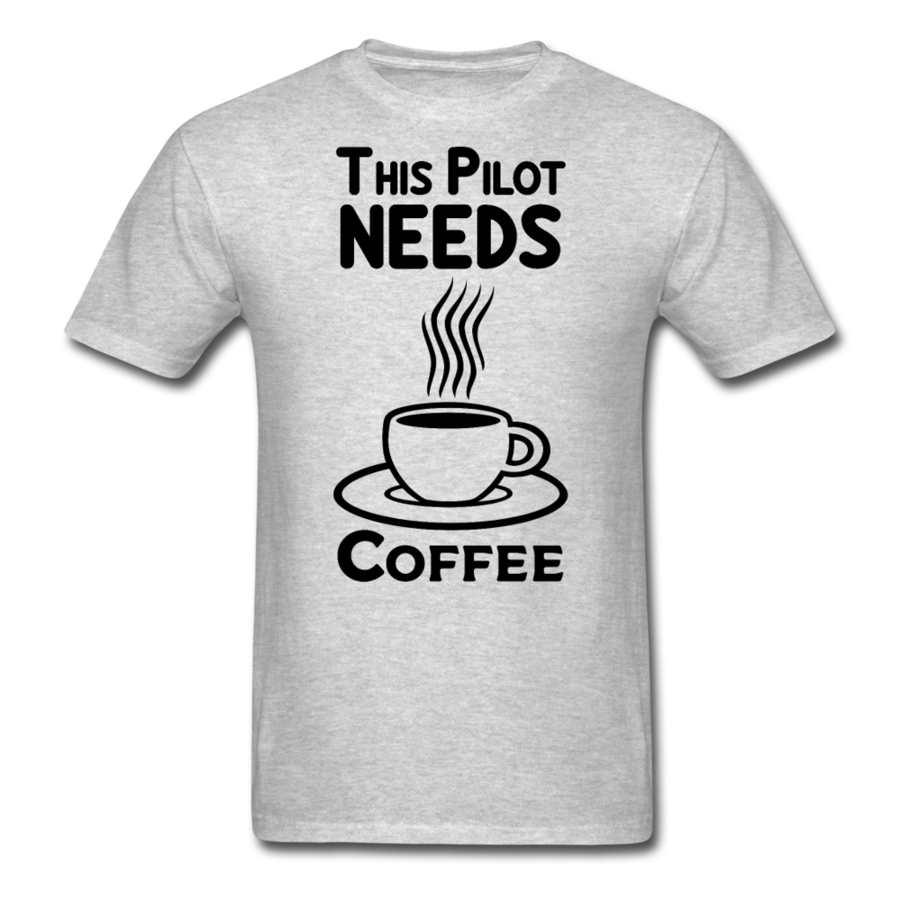 This Pilot Needs Coffee - Black - Unisex Classic T-Shirt - heather gray