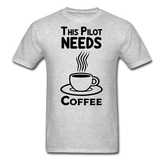 This Pilot Needs Coffee - Black - Unisex Classic T-Shirt - heather gray