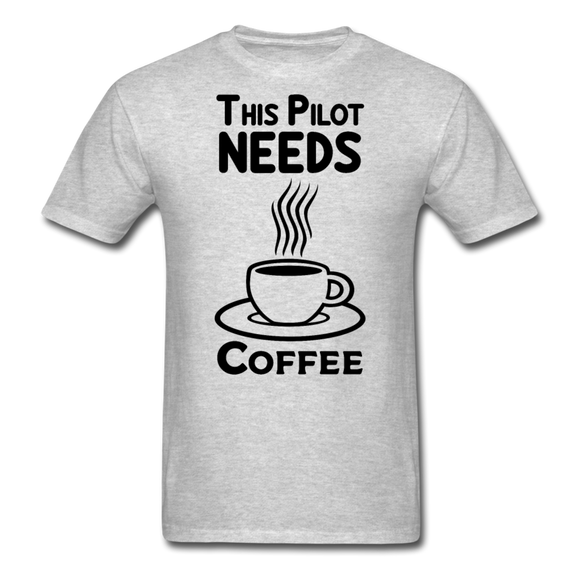 This Pilot Needs Coffee - Black - Unisex Classic T-Shirt - heather gray