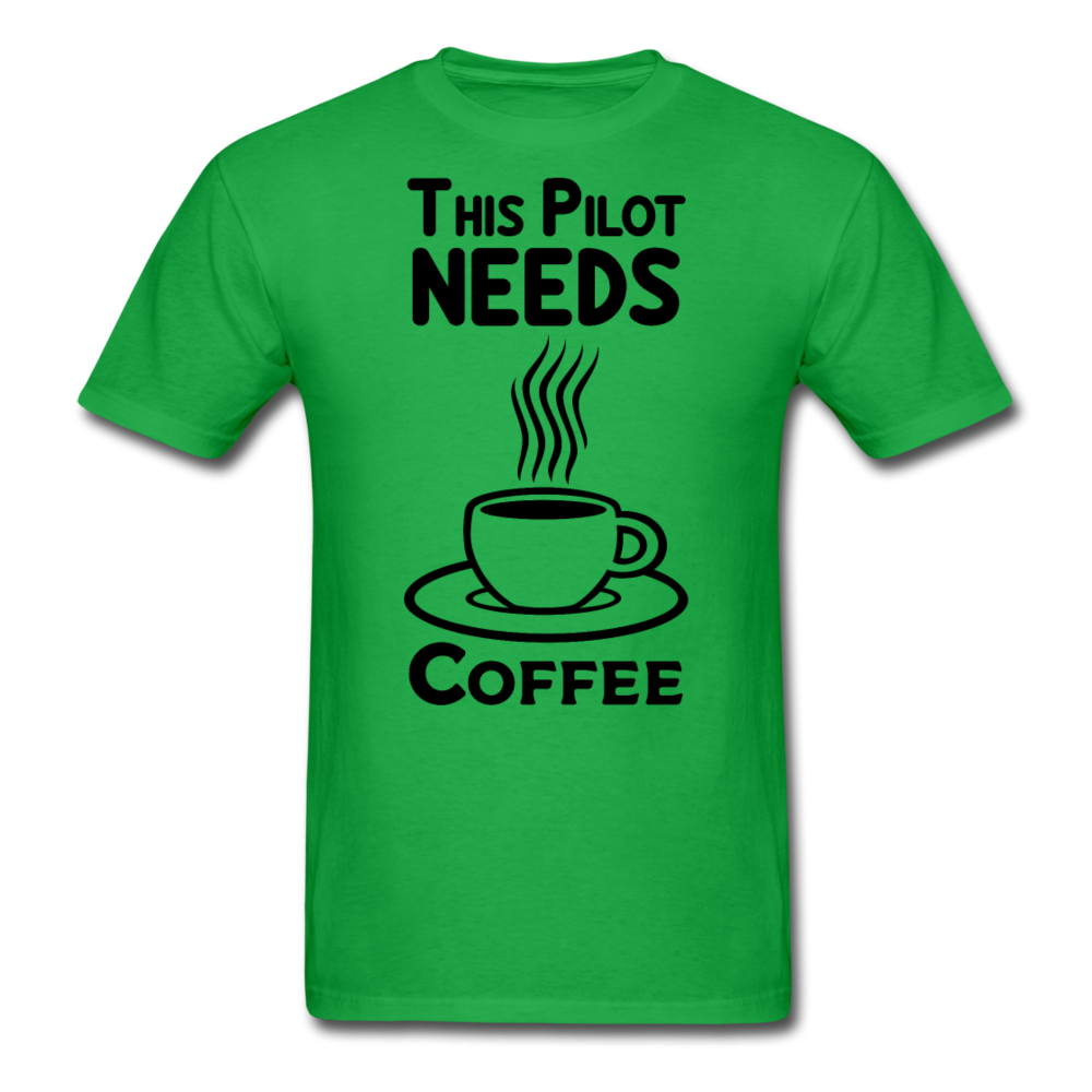 This Pilot Needs Coffee - Black - Unisex Classic T-Shirt - bright green