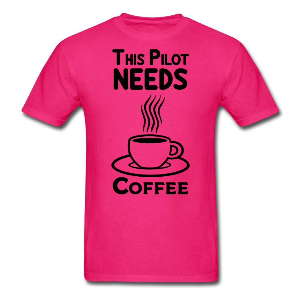 This Pilot Needs Coffee - Black - Unisex Classic T-Shirt - fuchsia