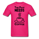 This Pilot Needs Coffee - Black - Unisex Classic T-Shirt - fuchsia