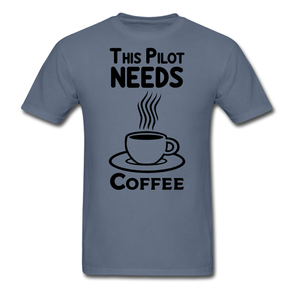 This Pilot Needs Coffee - Black - Unisex Classic T-Shirt - denim