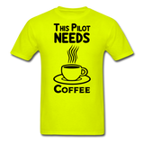 This Pilot Needs Coffee - Black - Unisex Classic T-Shirt - safety green