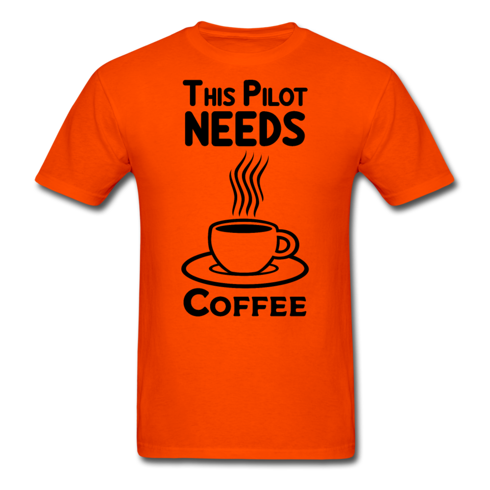 This Pilot Needs Coffee - Black - Unisex Classic T-Shirt - orange