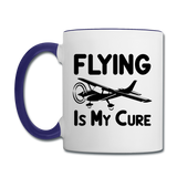 Flying Is My Cure - Black - Contrast Coffee Mug - white/cobalt blue