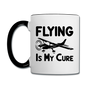 Flying Is My Cure - Black - Contrast Coffee Mug - white/black