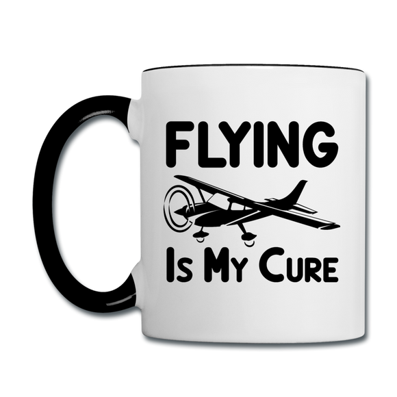 Flying Is My Cure - Black - Contrast Coffee Mug - white/black