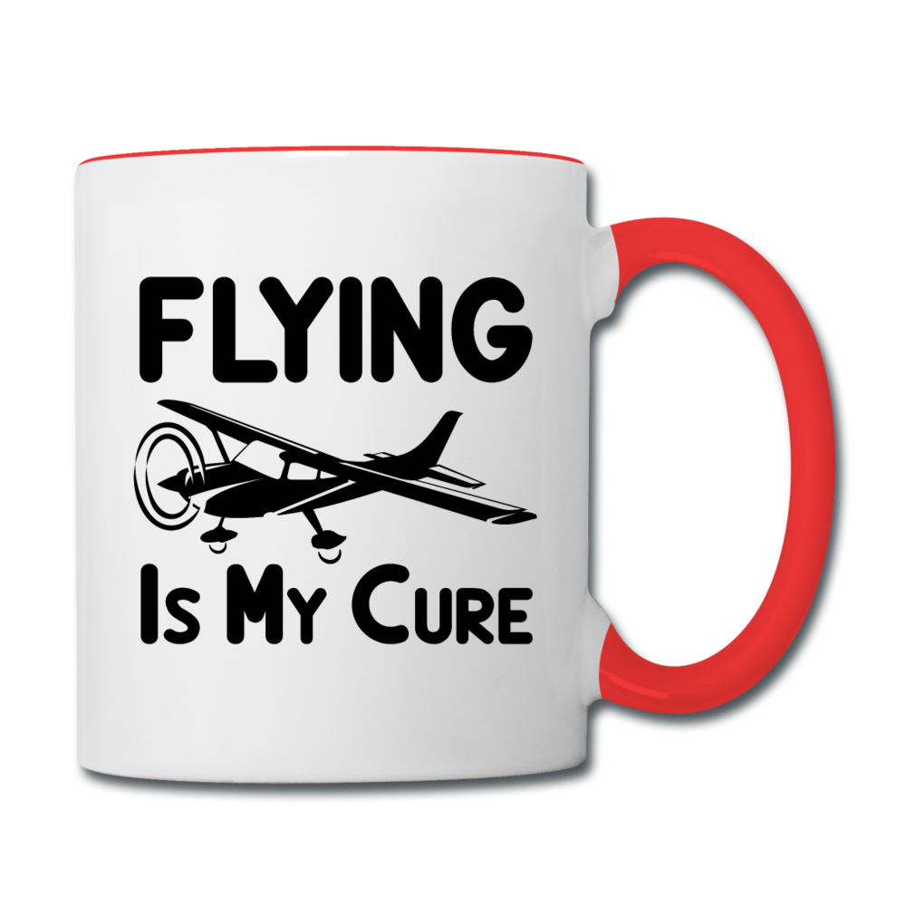 Flying Is My Cure - Black - Contrast Coffee Mug - white/red