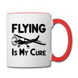 Flying Is My Cure - Black - Contrast Coffee Mug - white/red