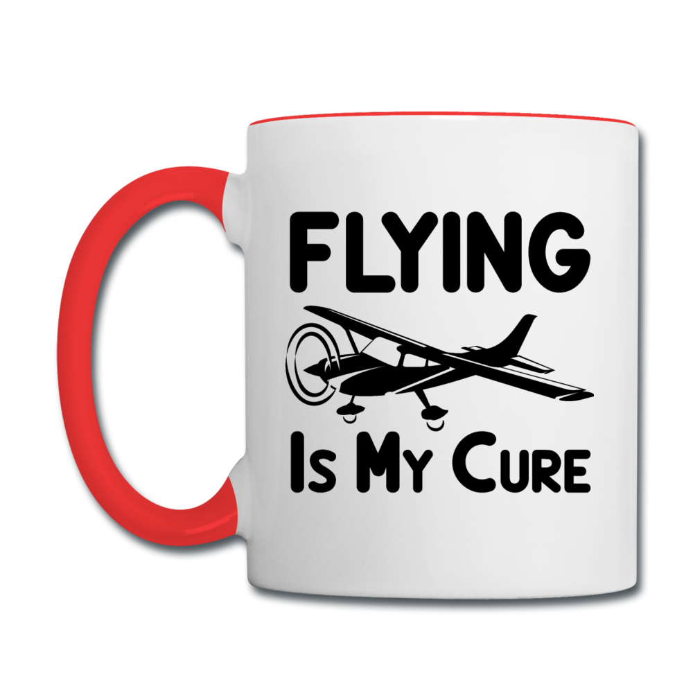 Flying Is My Cure - Black - Contrast Coffee Mug - white/red