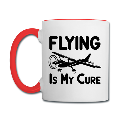 Flying Is My Cure - Black - Contrast Coffee Mug - white/red