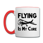 Flying Is My Cure - Black - Contrast Coffee Mug - white/red