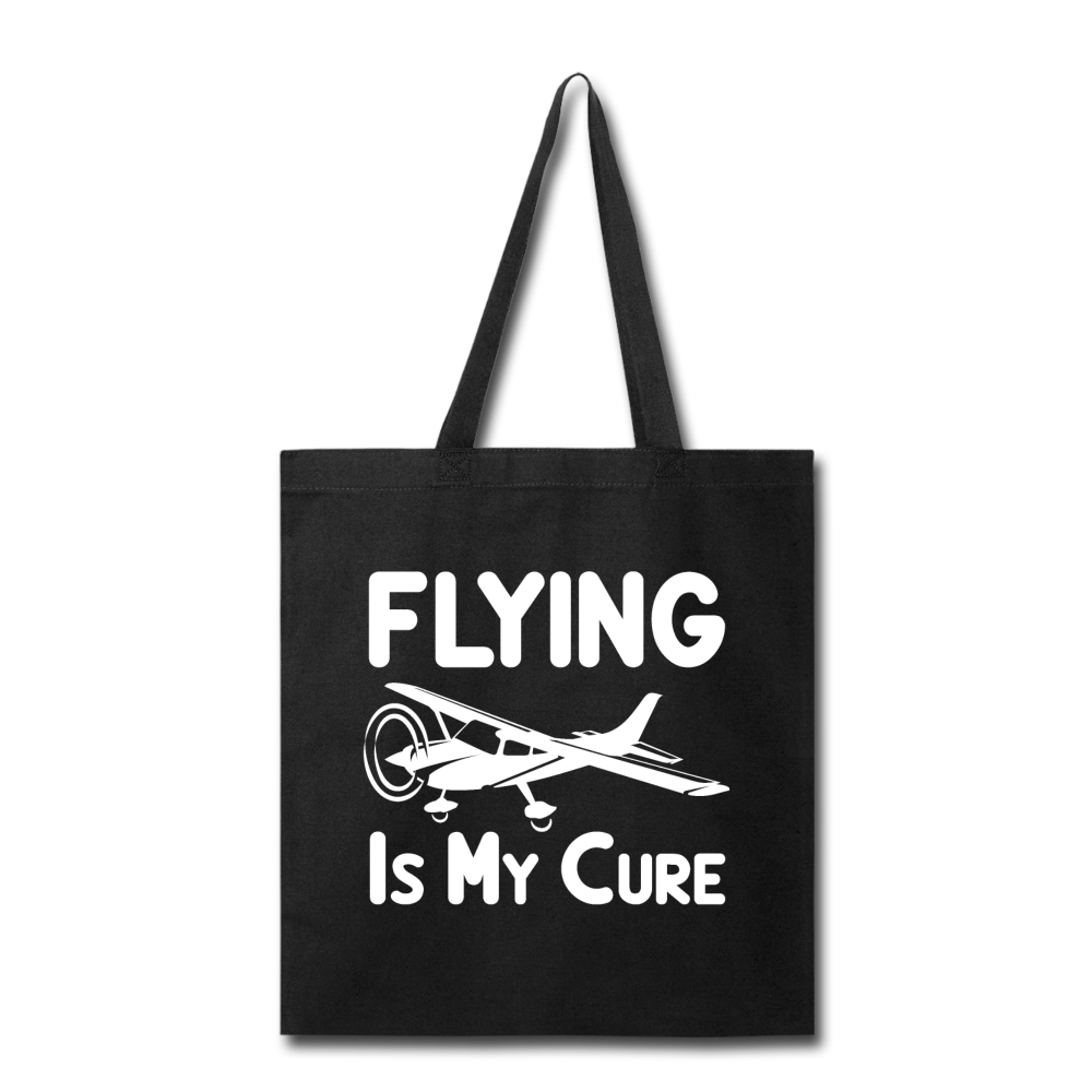 Flying Is My Cure - White - Tote Bag - black