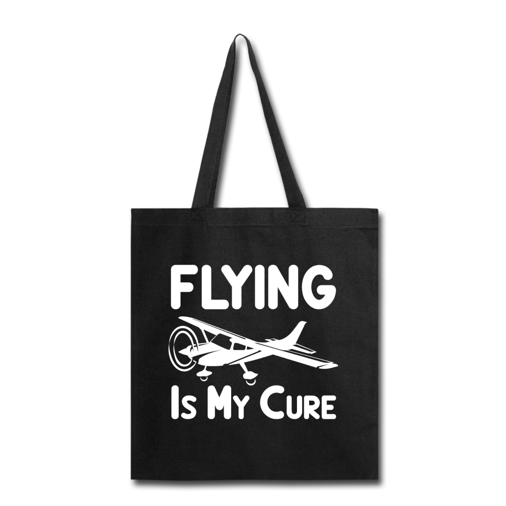 Flying Is My Cure - White - Tote Bag - black