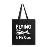 Flying Is My Cure - White - Tote Bag - black