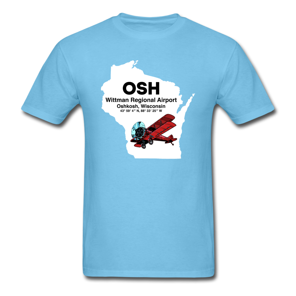 OSH - Wittman Regional - State - Biplane - Unisex Classic T-Shirt - aquatic blue