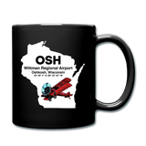 OSH - Wittman Regional - State - Biplane - Full Color Mug - black